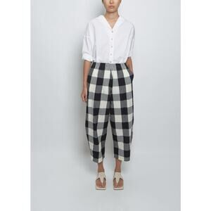 Apuntob black white check balloon cropped trousers sz 0 XS
